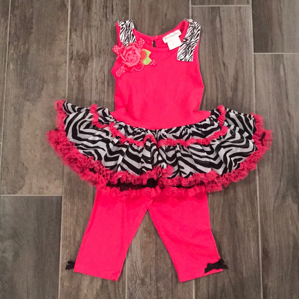 🌸Emily Rose Pink Zebra Capri and Tutu Tank Dress